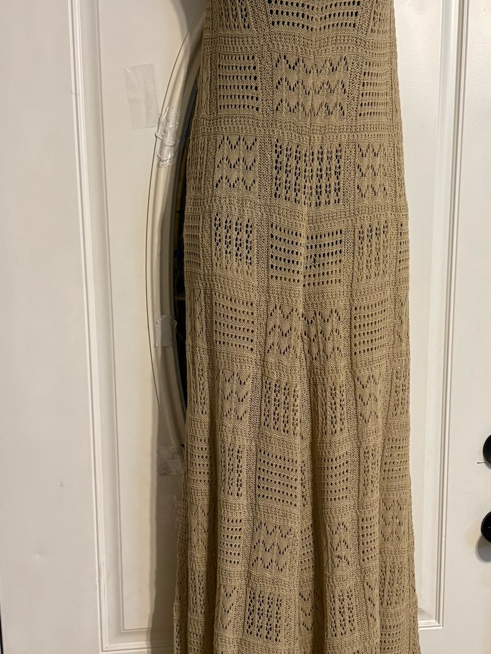 Fashion Nova Beige Crochet Knit Spaghetti-Strap Jumpsuit - Picture 6 of 7
